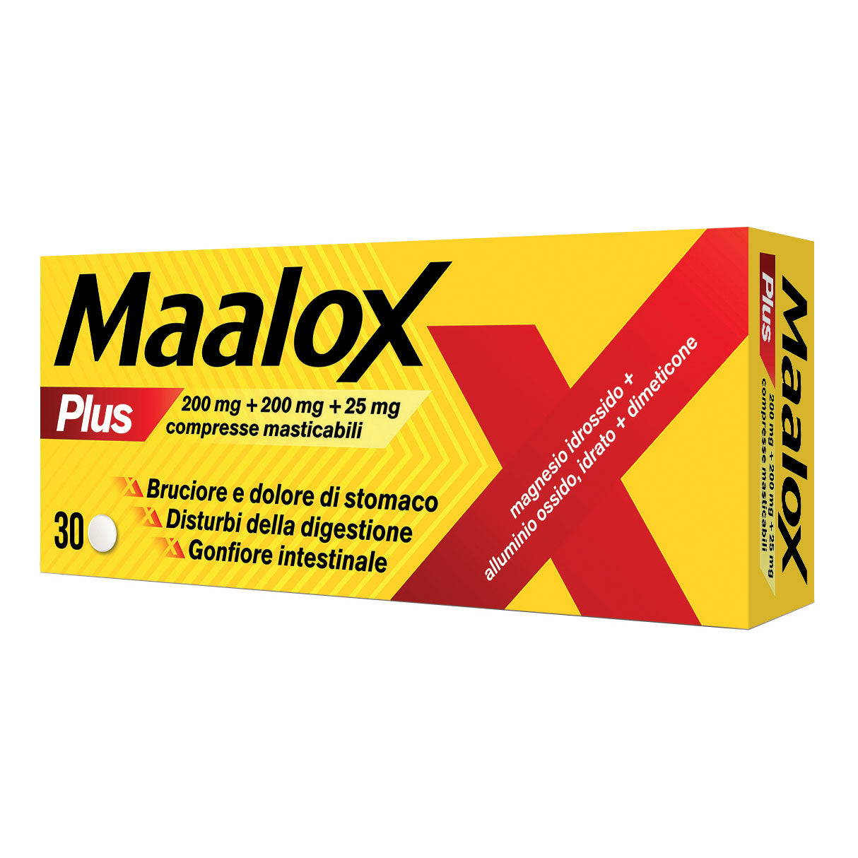 MAALOX PLUS*30 cpr mast 200 mg + 200 mg + 25 mg