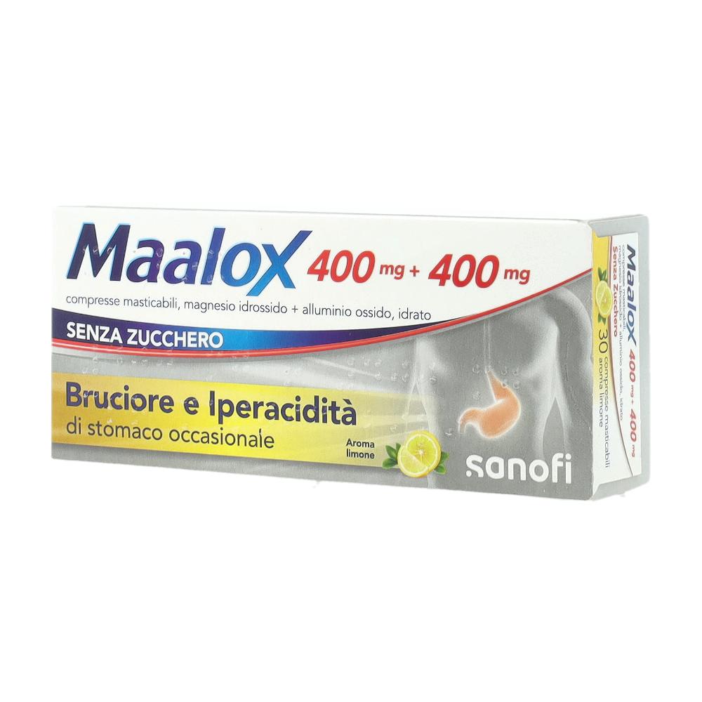 MAALOX*30 cpr mast 400 mg + 400 mg senza zucchero aroma limone