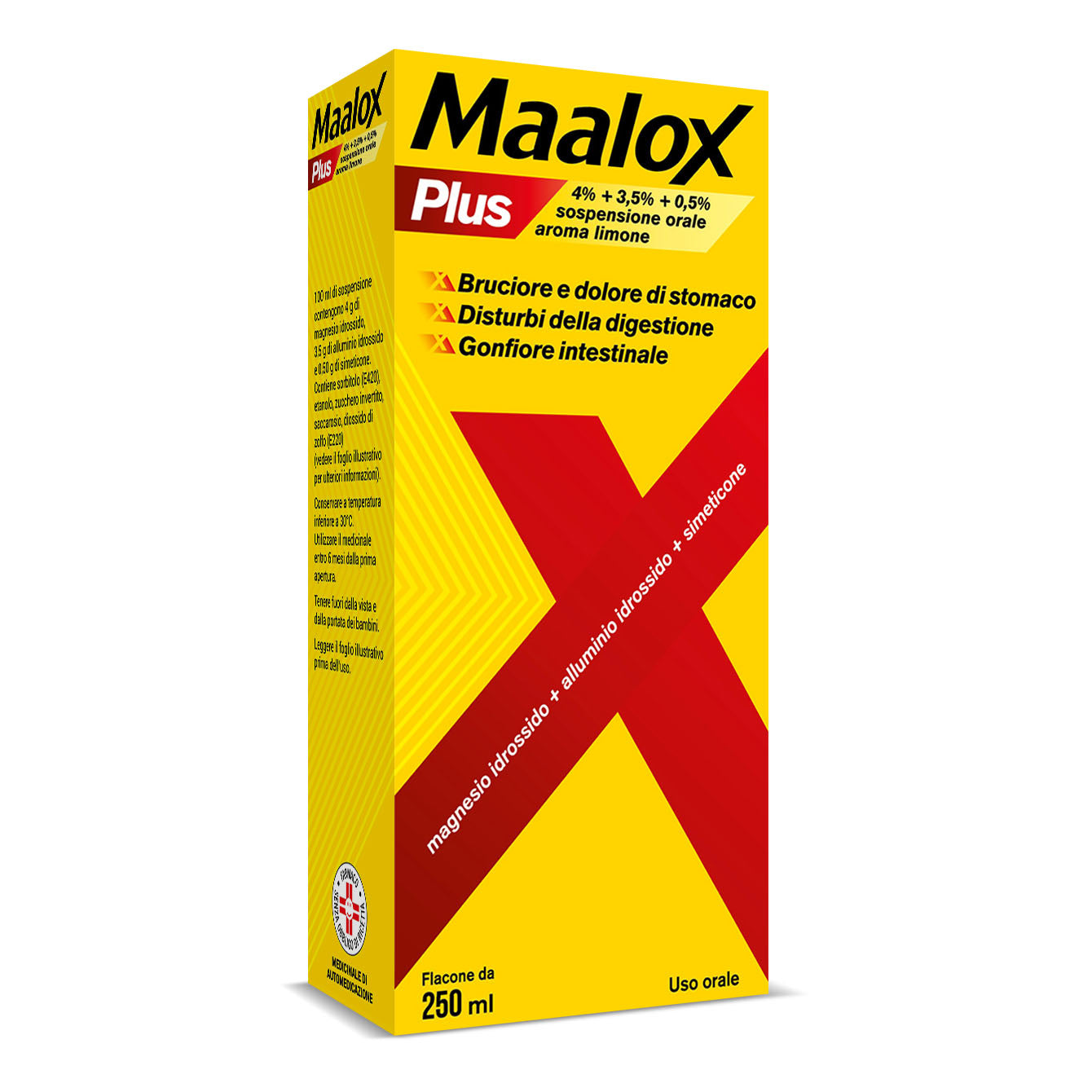 MAALOX PLUS*orale sosp 250 ml 4% + 3,5% + 0,5% aroma limone