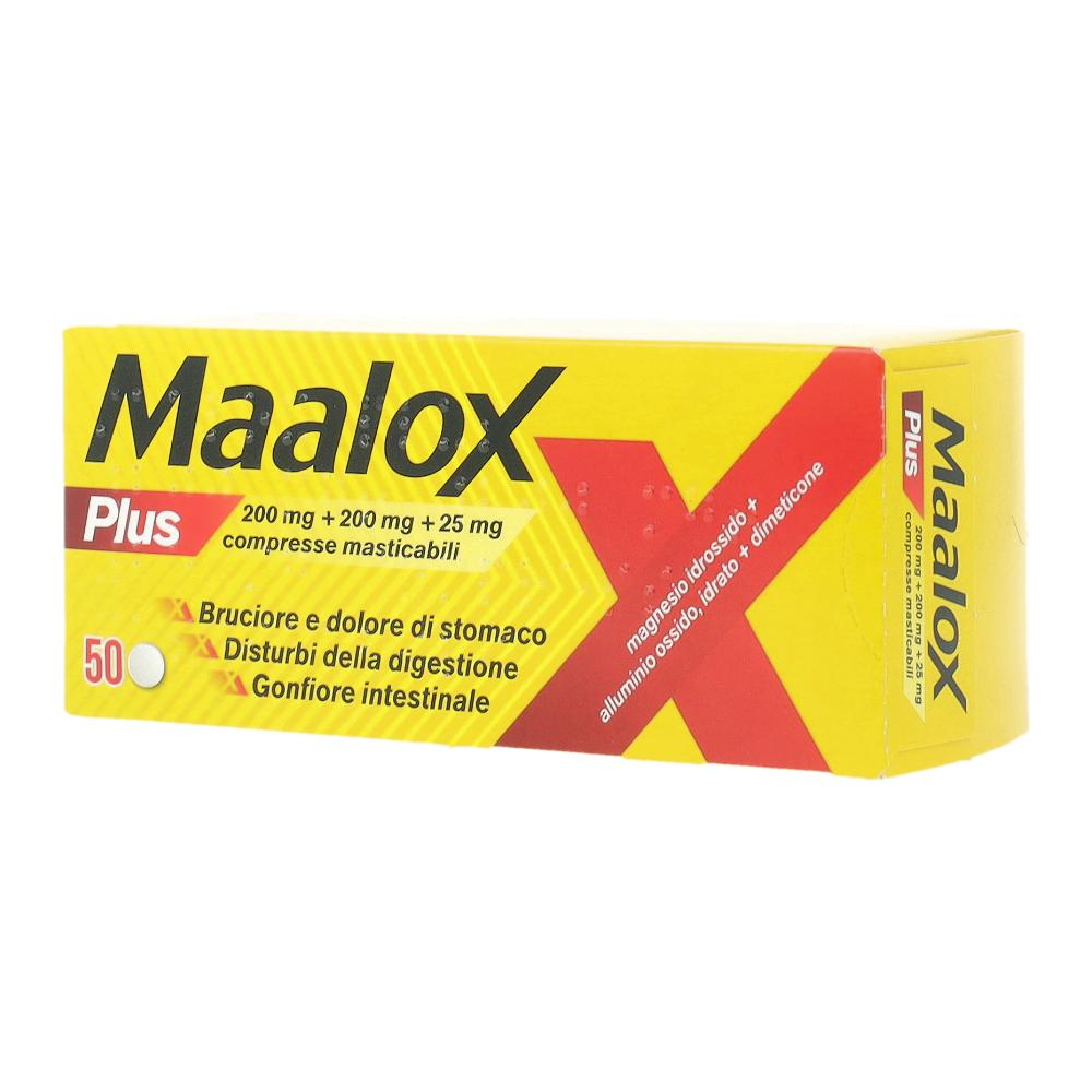 MAALOX PLUS*50 cpr mast 200 mg + 200 mg + 25 mg