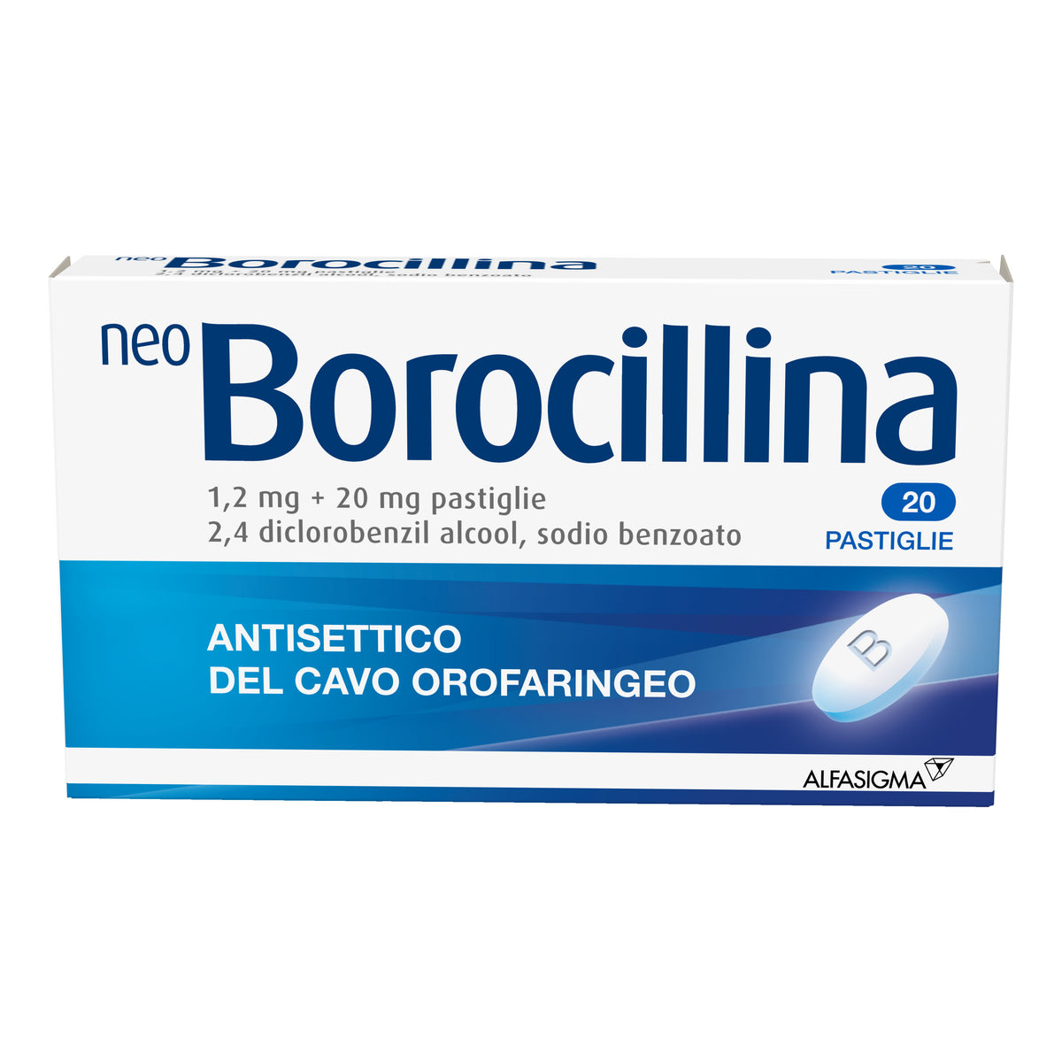 NEOBOROCILLINA*20 pastiglie 1,2 mg + 20 mg senza zucchero