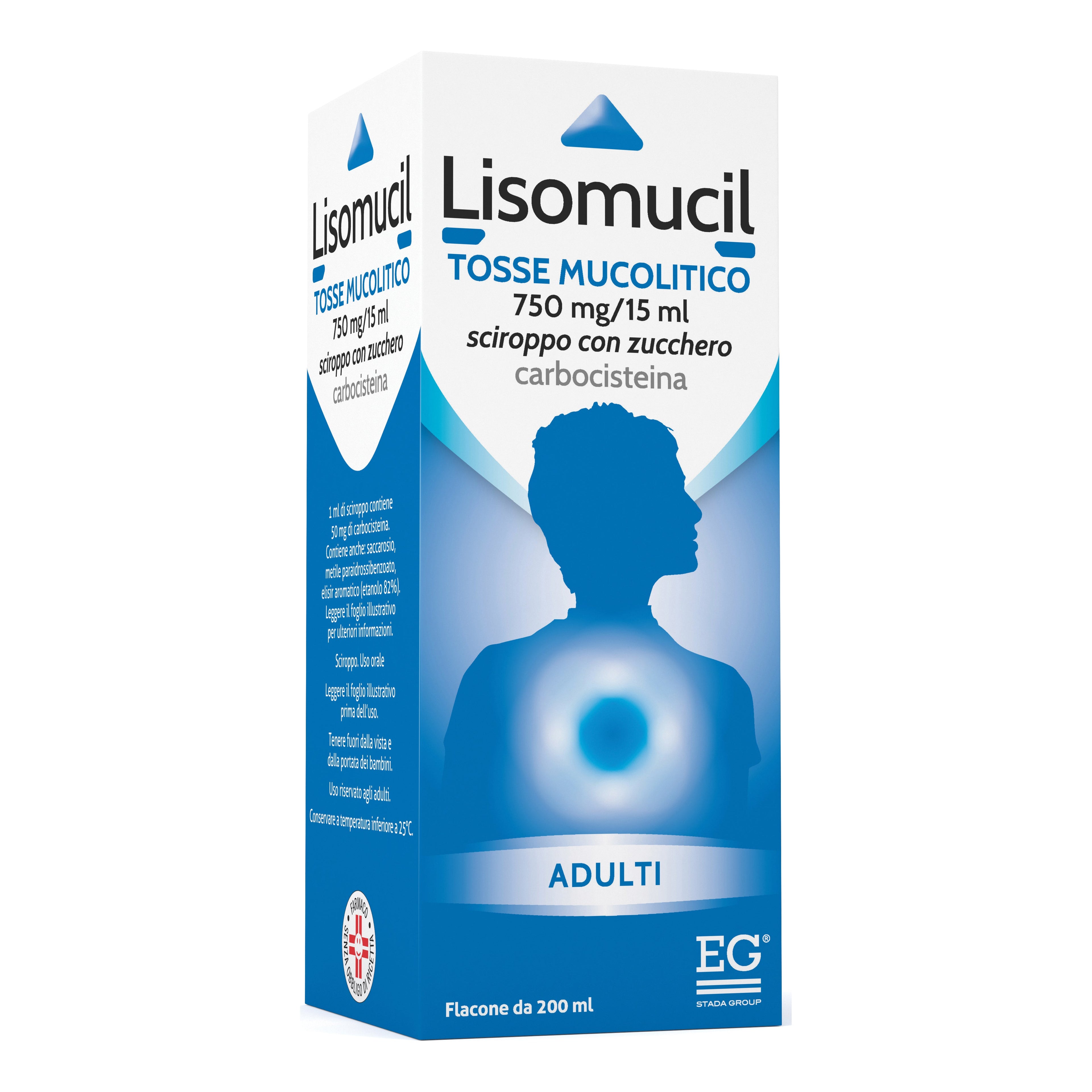 LISOMUCIL TOSSE MUCOLITICO*AD sciroppo 200 ml 750 mg/15 ml con zucchero