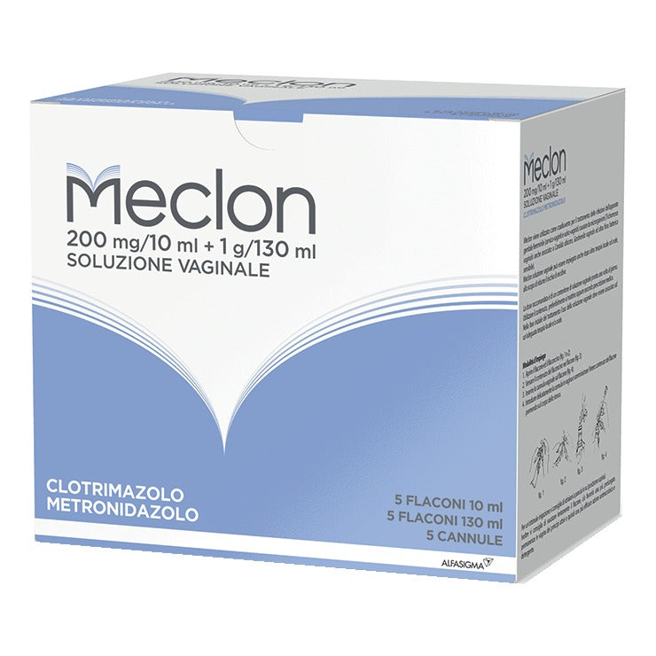 MECLON*soluzione vaginale 5 flaconi 200 mg/10 ml + 1 g/130 ml