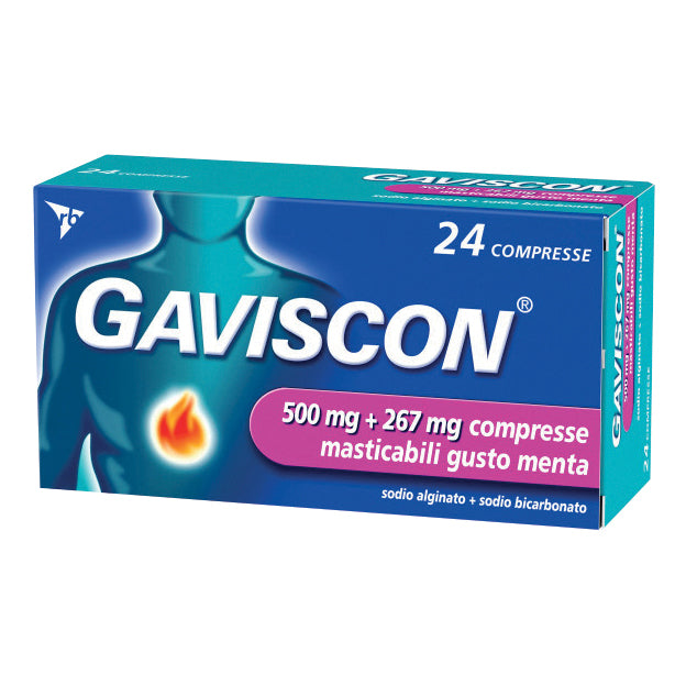 GAVISCON*24 cpr mast 500 mg + 267 mg menta