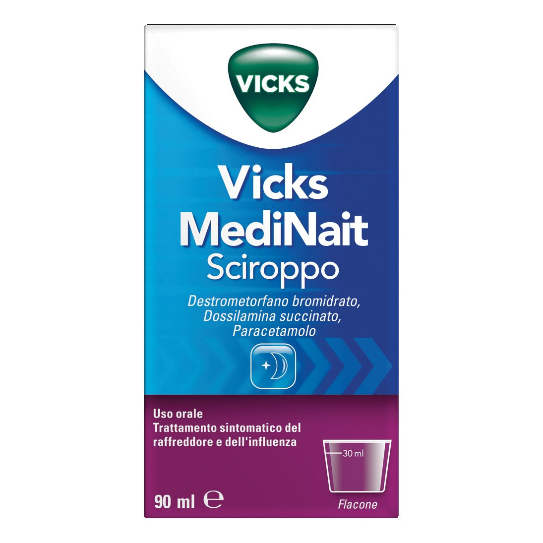 VICKS MEDINAIT*sciroppo 0,5 mg/ml + 0,25 mg/ml + 20 mg/ml 90ml