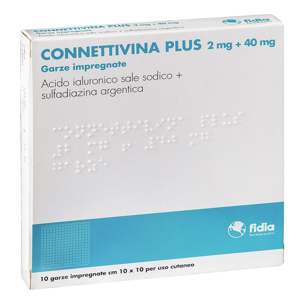 CONNETTIVINA PLUS*10 garze 2 mg + 40 mg 10 cm x 10 cm