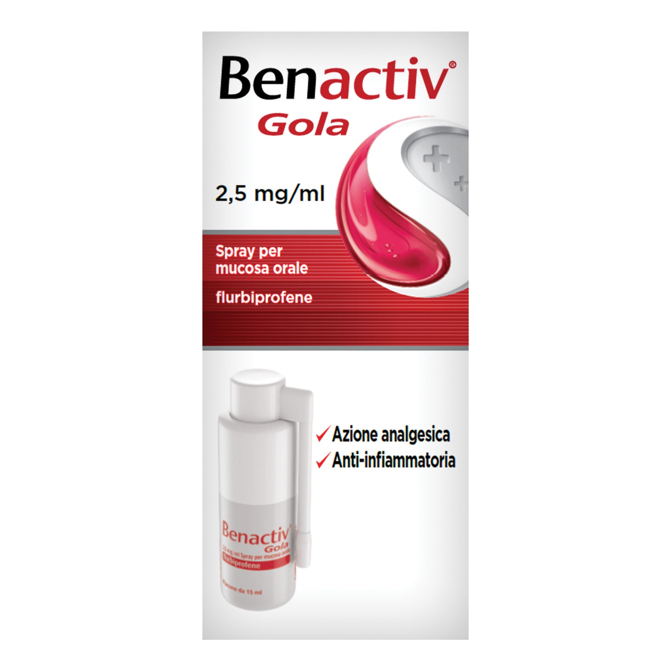 BENACTIV GOLA*spray mucosa orale 15 ml 0,25%