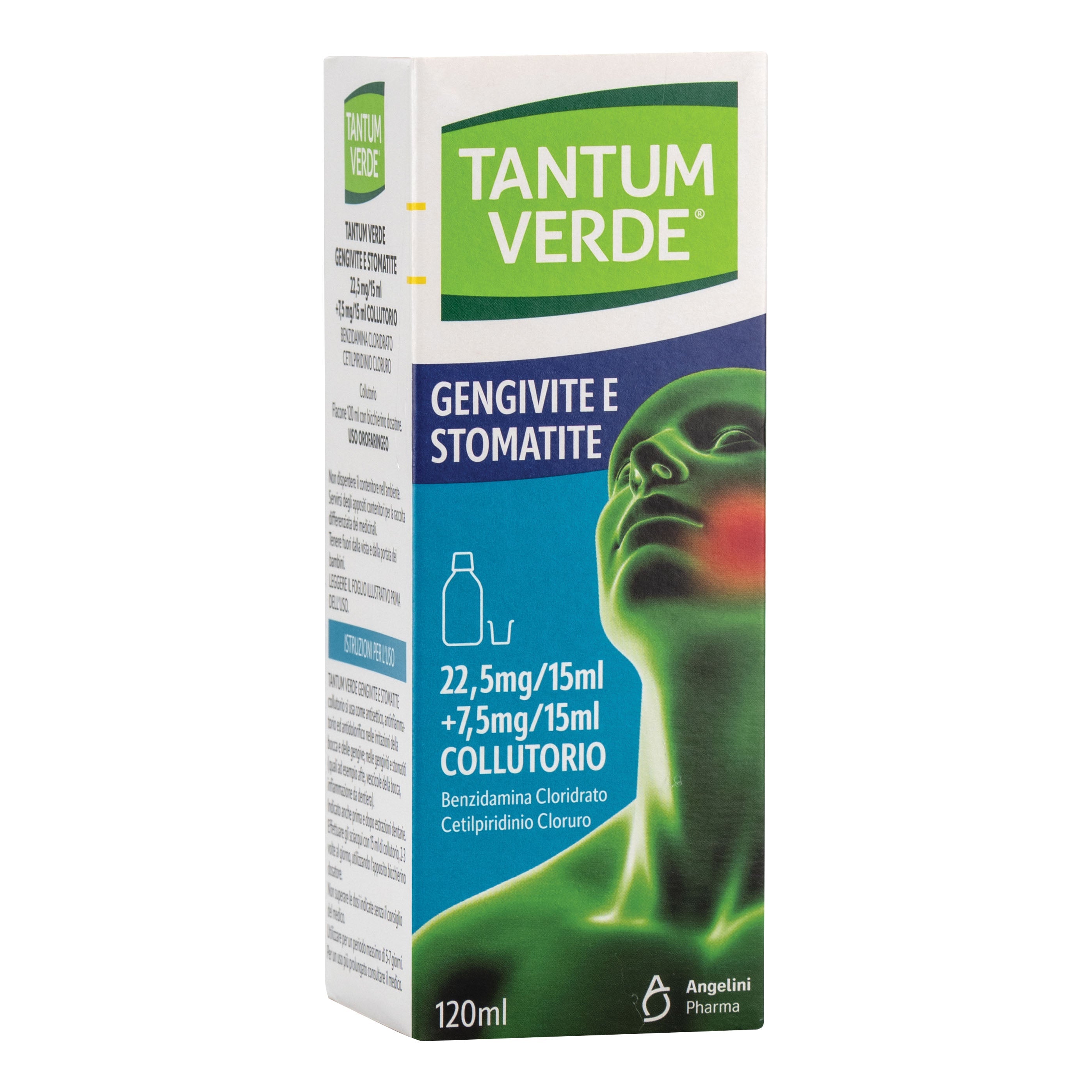 TANTUM VERDE GENGIVITE E STOMATITE*collutorio 120 ml 22,5 mg/15 ml + 7,5 mg/15 ml