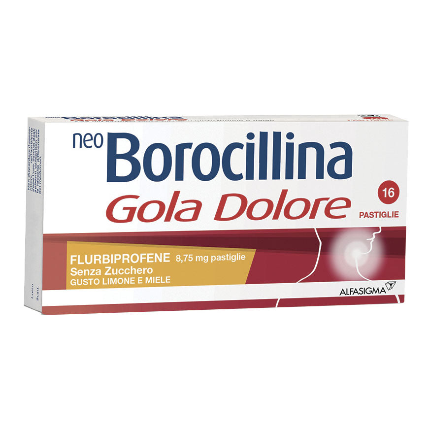 NEOBOROCILLINA GOLA DOLORE*16 pastiglie 8,75 mg limone e miele senza zucchero