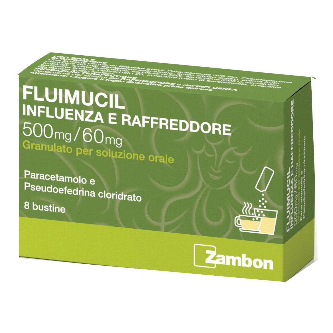 FLUIMUCIL INFLUENZA E RAFFREDDORE*orale 8 bustine 500 mg + 60 mg