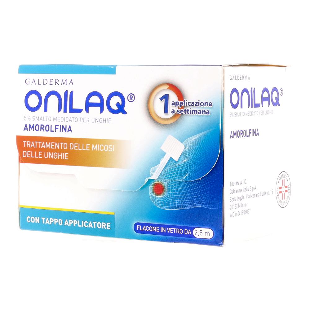 ONILAQ*smalto unghie 1 flacone vetro 2,5 ml 5% con tappo applicatore e con accessori