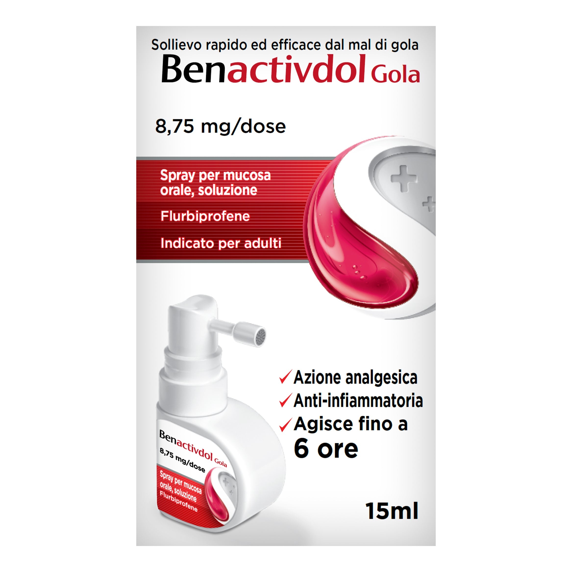 BENACTIVDOL GOLA*spray mucosa orale 15 ml 8,75 mg/dose