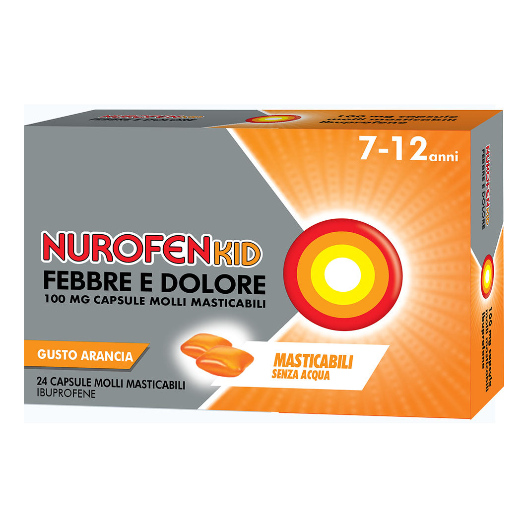 NUROFENKID FEBBRE E DOLORE*24 cps molli masticabili 100 mg
