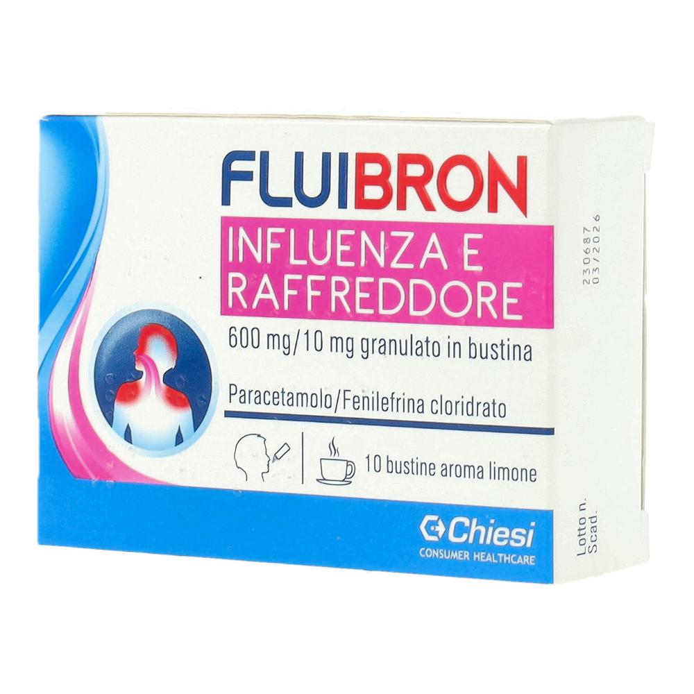FLUIBRON INFLUENZA E RAFFREDDORE*orale grat 10 bust 600 mg +10 mg