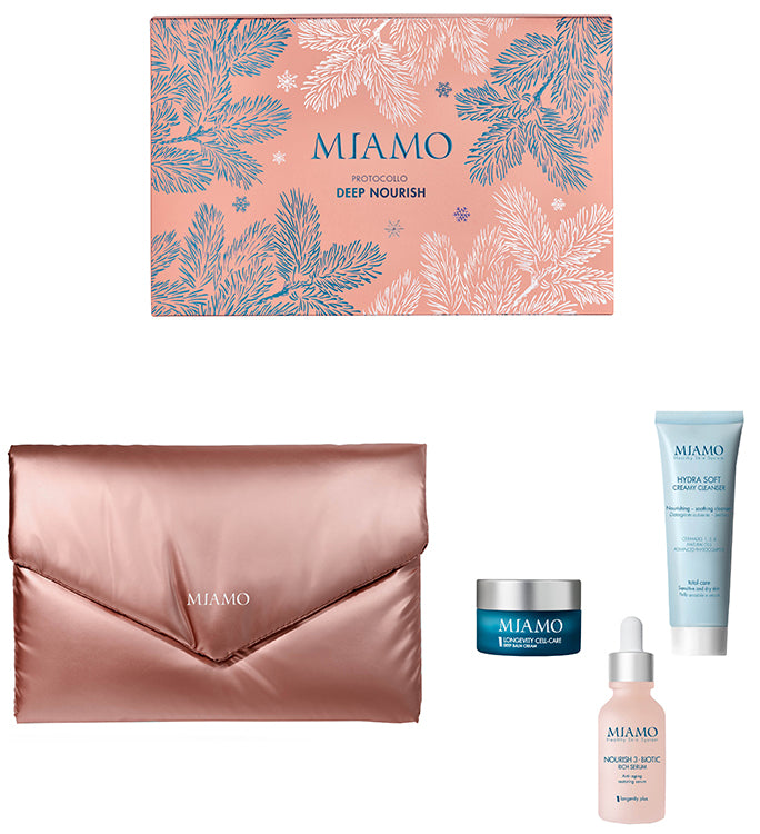 MIAMO COFANETTO PROTOCOLLO DEEP NOURISH 1 HYDRA SOFT CREAMYCLEANSER 50 ML + 1 NOURISH 3-BIOTIC RICH SERUM 30 ML + 1 LONGEVITY CELL-CARE DEEP BALM CREAM 10 ML