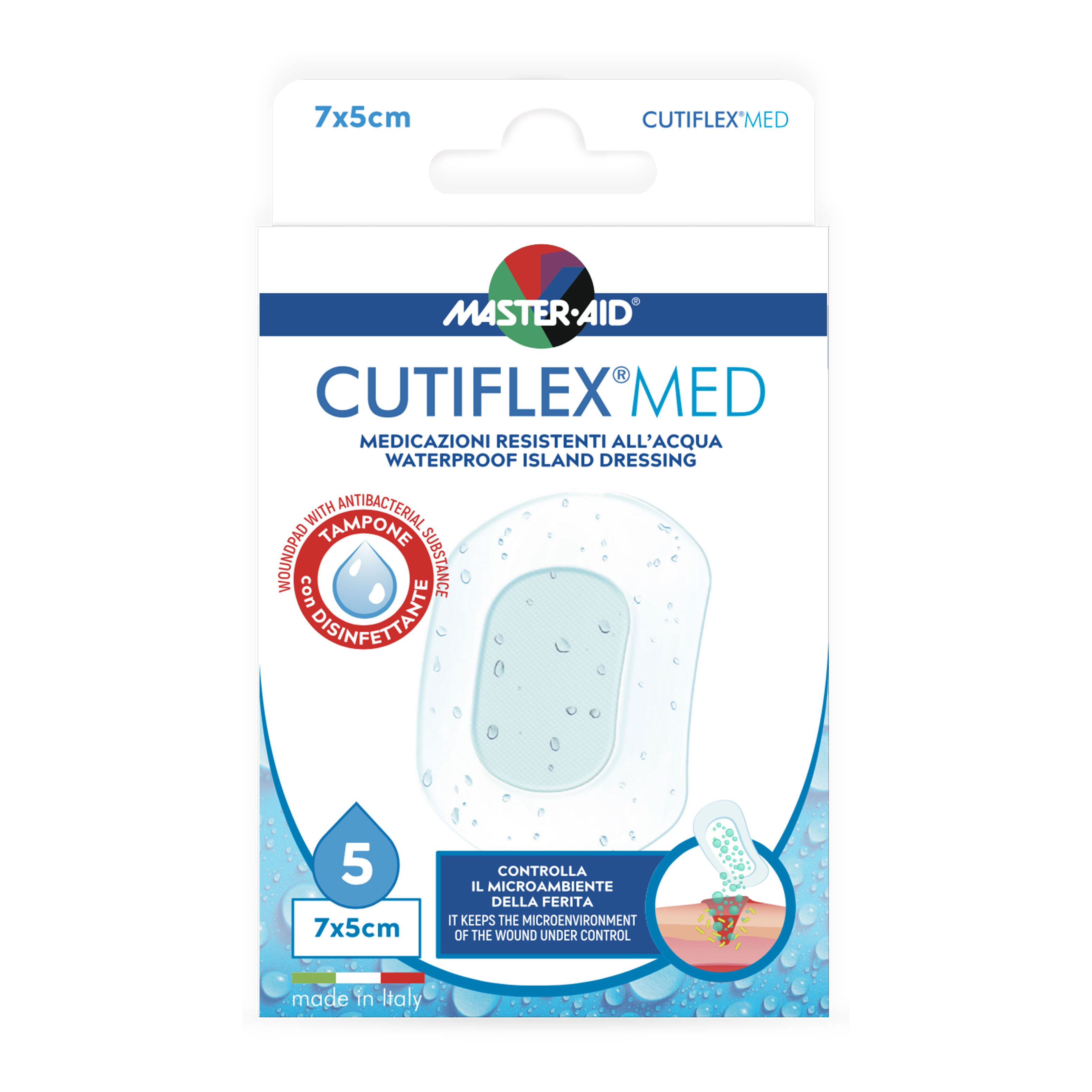 MEDICAZIONE AUTOADESIVA TRASPARENTE IMPERMEABILE MASTER-AIDCUTIFLEXMED 7X5 CM 5 PEZZI