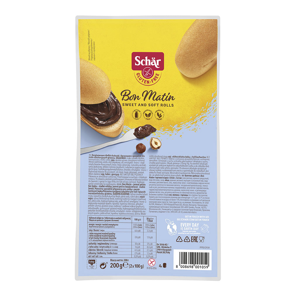 SCHAR BON MATIN PANINI DOLCI E MORBIDI SENZA LATTOSIO 2 PEZZI DA 100 G