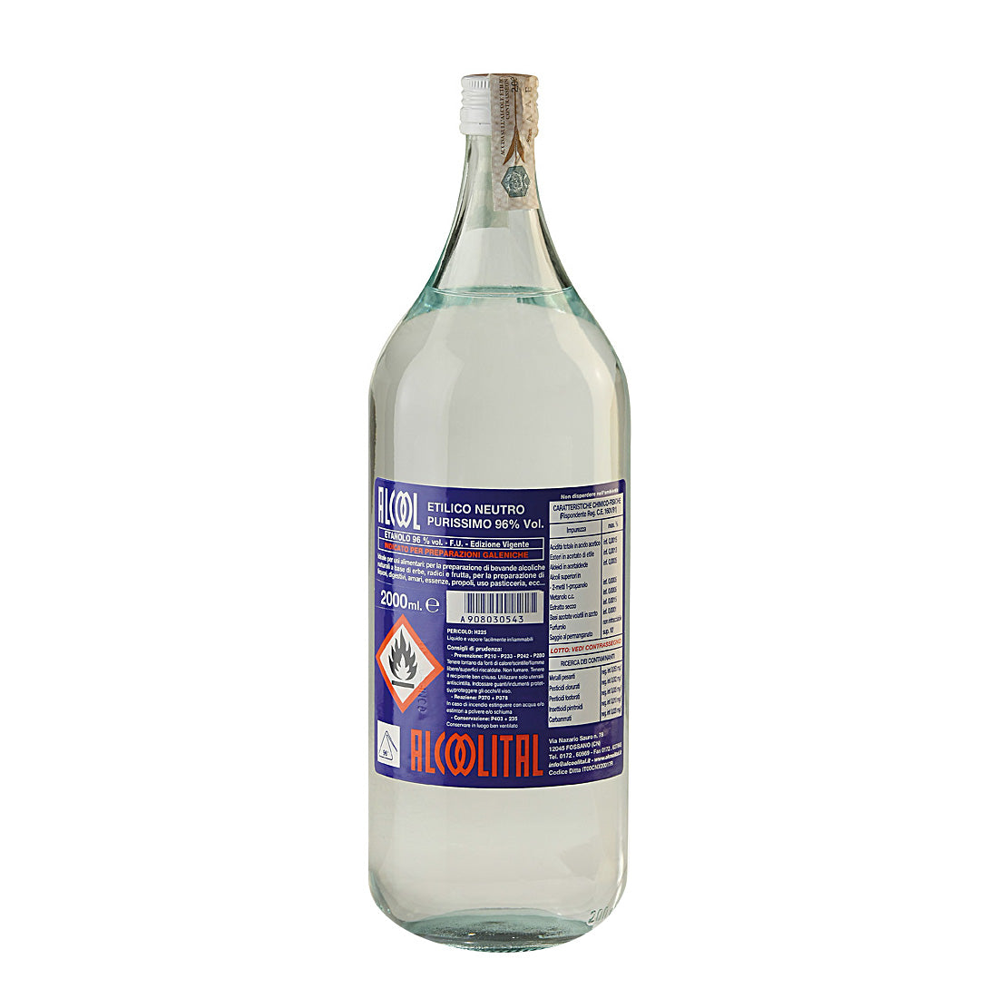 ALCOOL ETILICO PURO 96% 2 LITRI