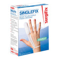 MEDICAZIONE STERILE PER DITO SINGLEFIX, COSTITUITA DA UNA GUAINA IN COTONE E DA UN'IMBOTTITURA INTERNA ASSORBENTE. SI APPLICA DIRETTAMENTE SULLA FERITA E SI FISSA AL POLSO
