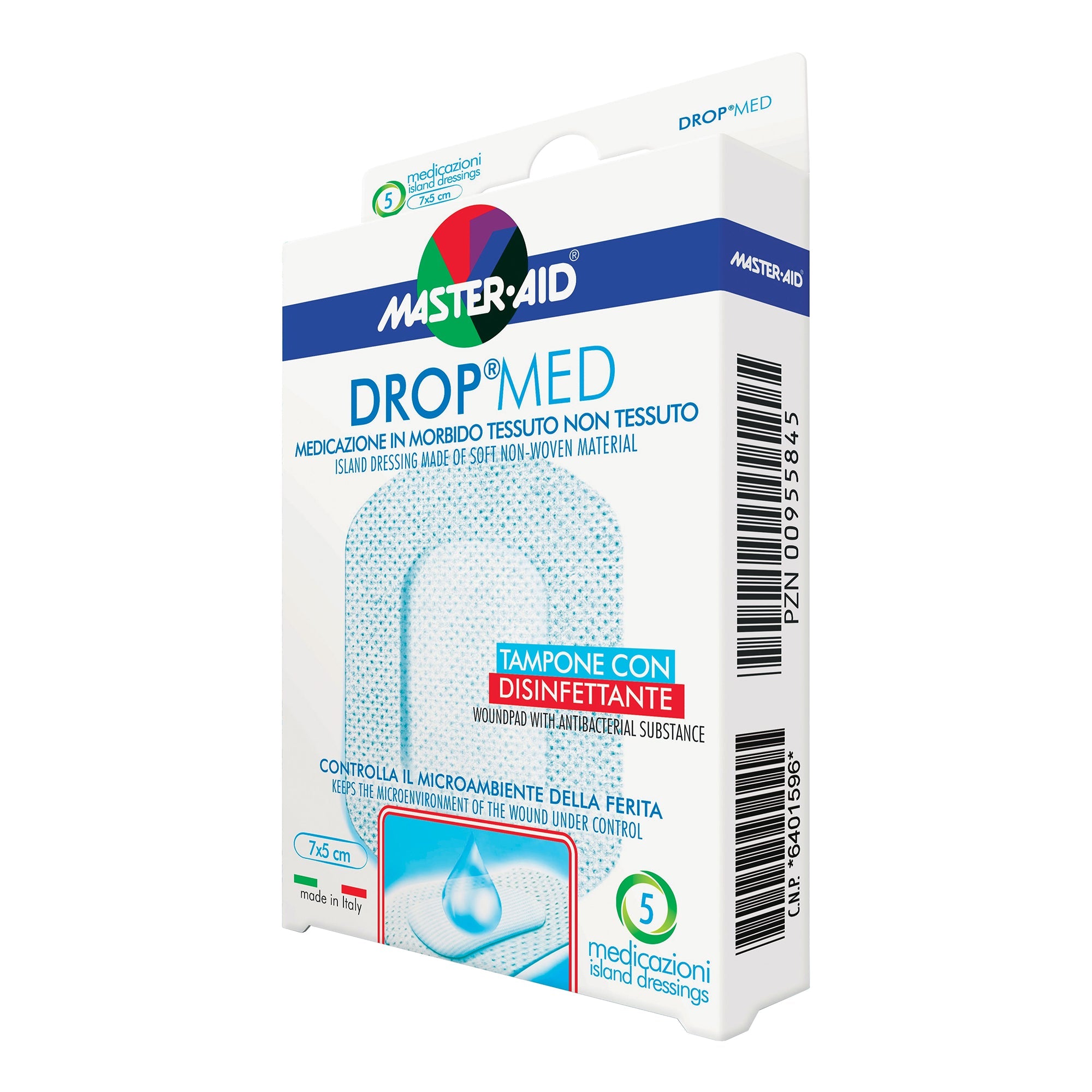 MEDICAZIONE COMPRESSA AUTOADESIVA DERMOATTIVA IPOALLERGENICAAERATA MASTER-AID DROP MED 7X5 5 PEZZI