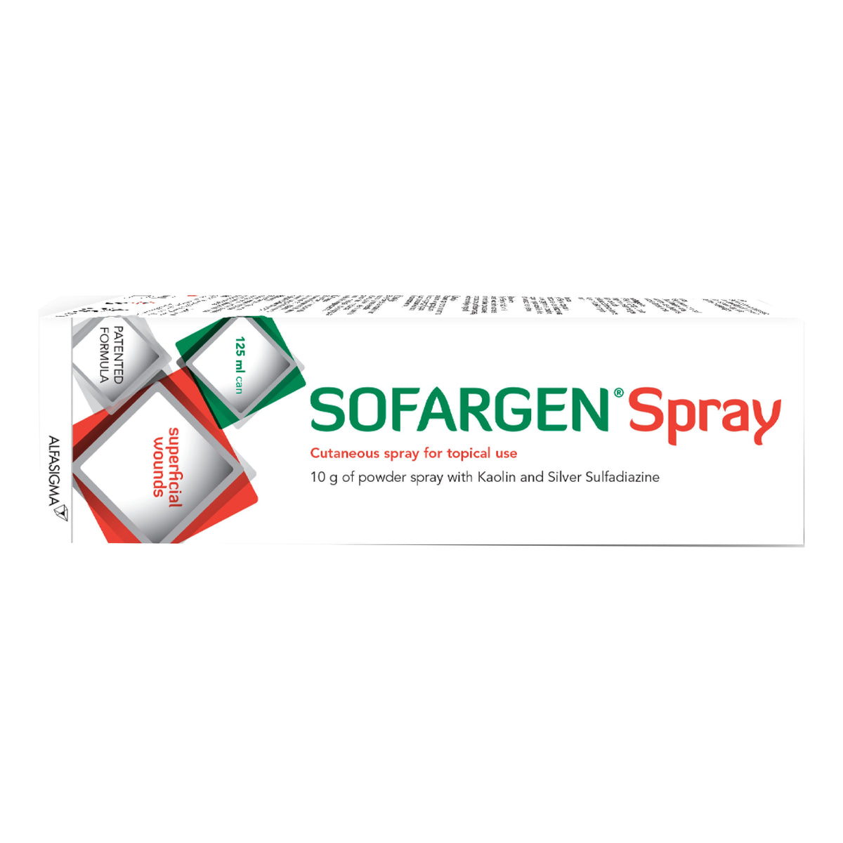 MEDICAZIONE IN POLVERE SPRAY CON CAOLINO E ARGENTO SULFADIAZINA 1% SOFARGEN SPRAY 10 G BOMBOLETTA PRESSURIZZATA 125 ML