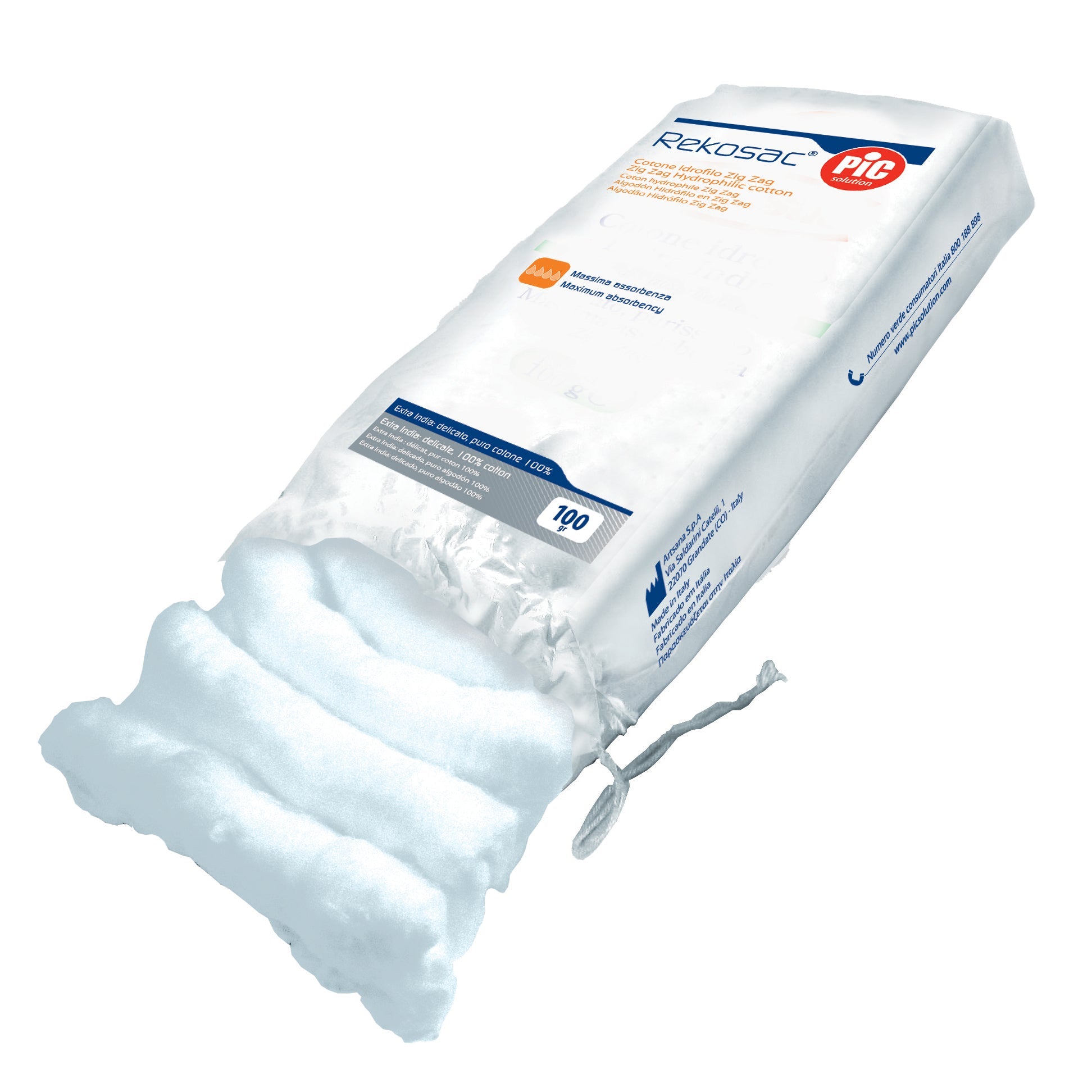 COTONE IDROFILO PIC REKOSAC ZIG ZAG 100 G CON FUSTELLA