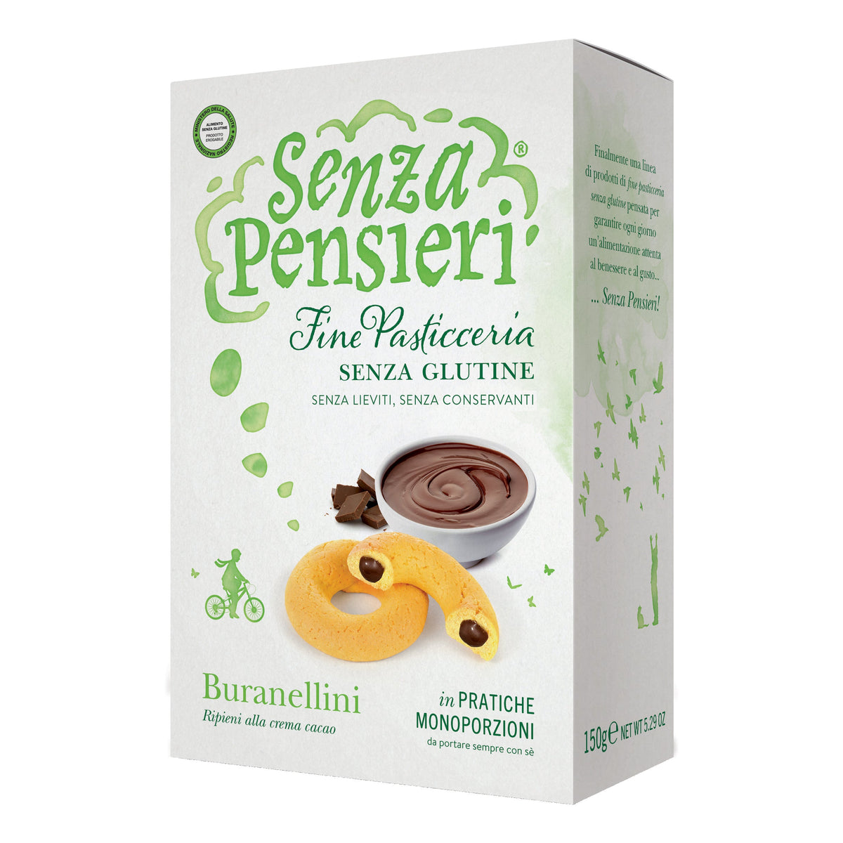 SENZA PENSIERI BURANELLINI RIPIENI ALLA CREMA DI CACAO 150 GPORZIONI MONODOSE