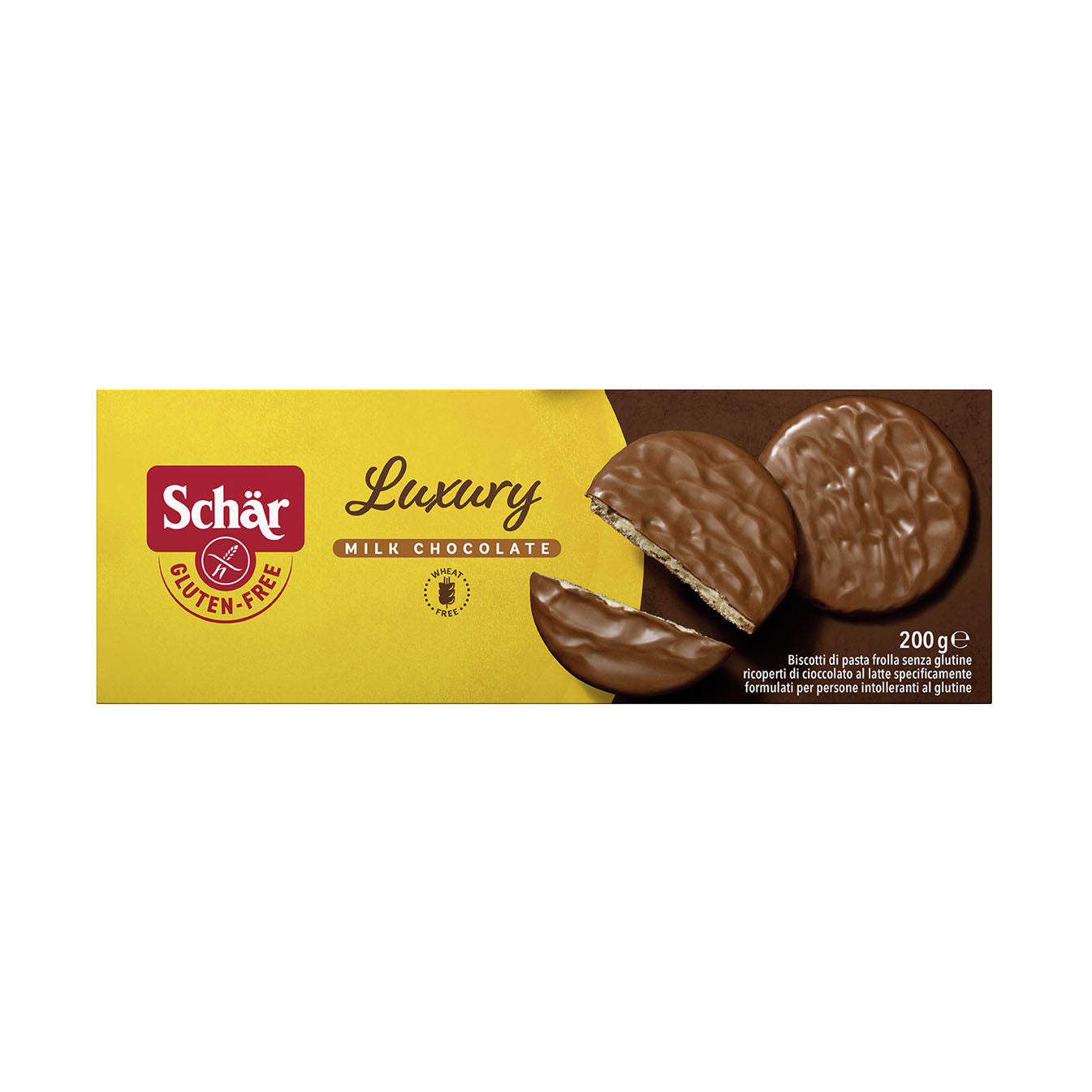 SCHAR LUXURY BISCOTTI DI PASTA FROLLA RICOPERTI DI CIOCCOLATO AL LATTE 200 G