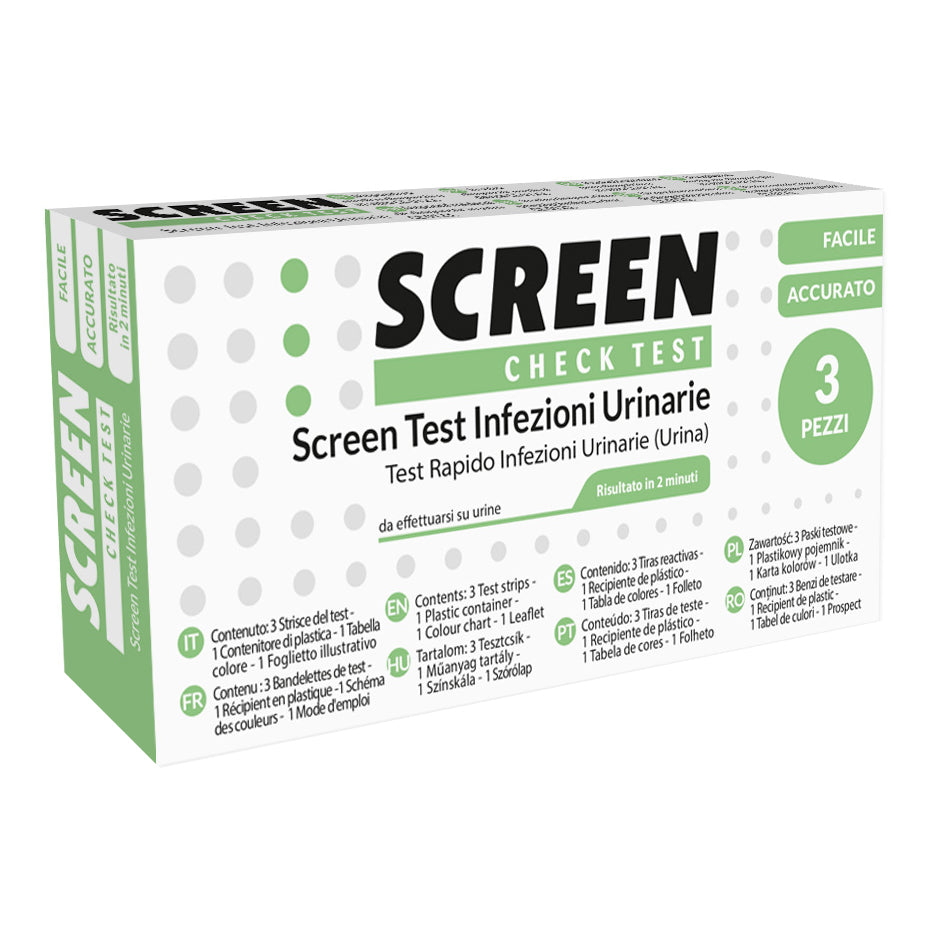 SCREEN TEST LEUCOCITI SANGUE NITRITO E PROTEINA URINA SCREENTEST INFEZIONI VIE URINARIE 3 PEZZI