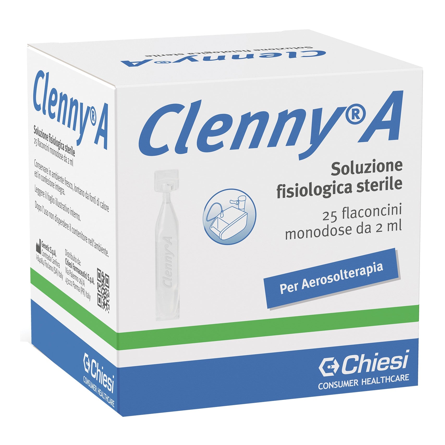 CLENNY A SOLUZIONE FISIOLOGICA STERILE PER AEROSOLTERAPIA 25FLACONCINI MONODOSE DA 2 ML