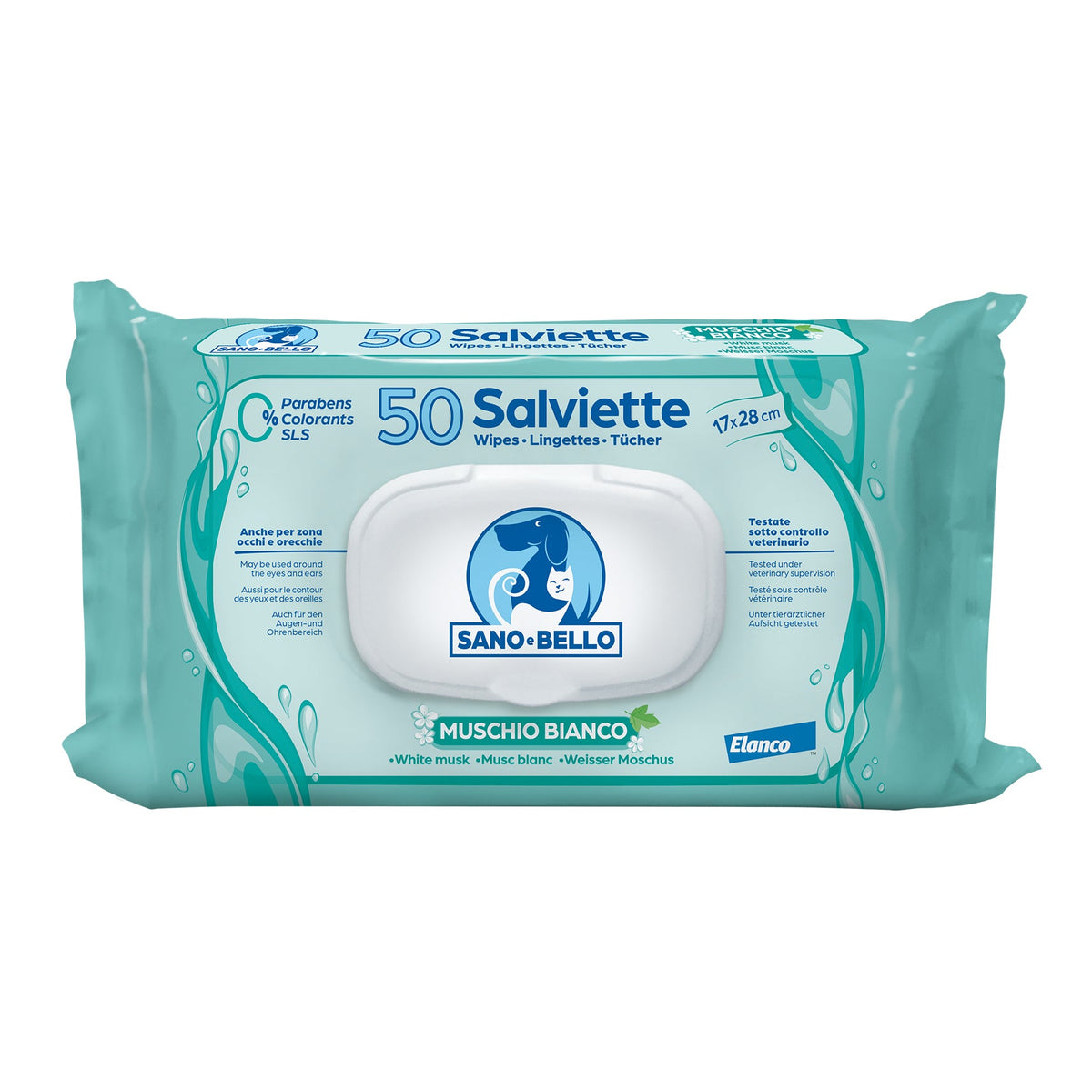 SANO E BELLO SALVIETTE DETERGENTI MUSCHIO BIANCO 50 PEZZI