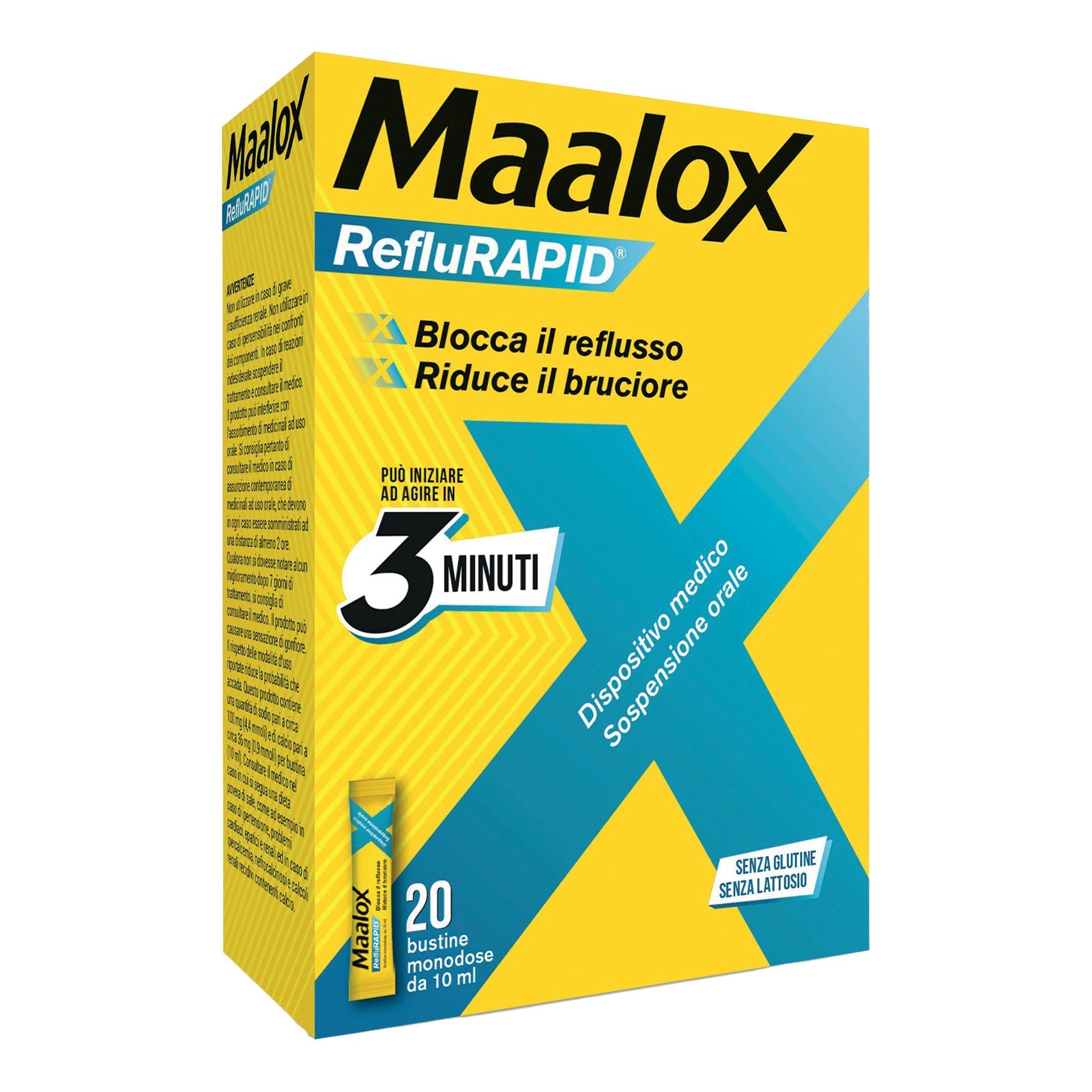 SOSPENSIONE ORALE MAALOX REFLURAPID 20 BUSTINE MONODOSE DA 10 ML