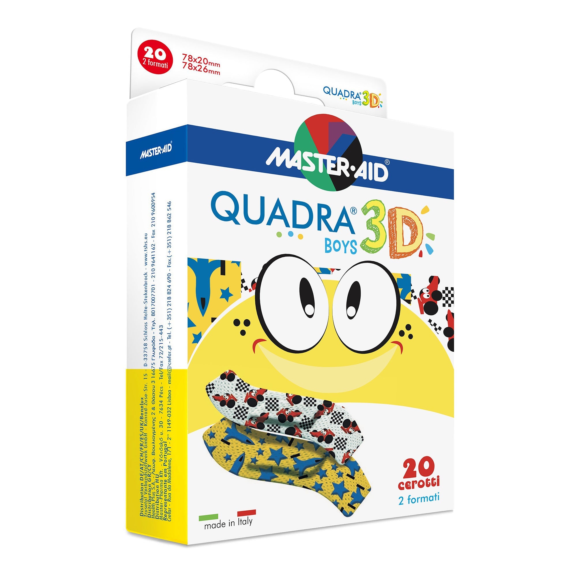 CEROTTO MASTER-AID QUADRA 3D BOYS 20 PEZZI ASSORTITI