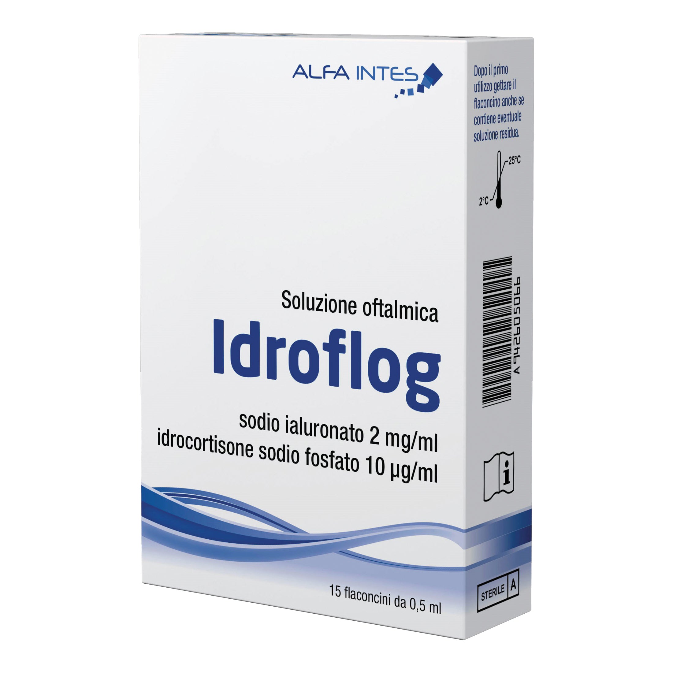 SOLUZIONE OFTALMICA IDROFLOG A BASE DI IALURONATO DI SODIO EIDROCORTISONE SODIO FOSFATO 15 FLACONCINI DA 0,5 ML