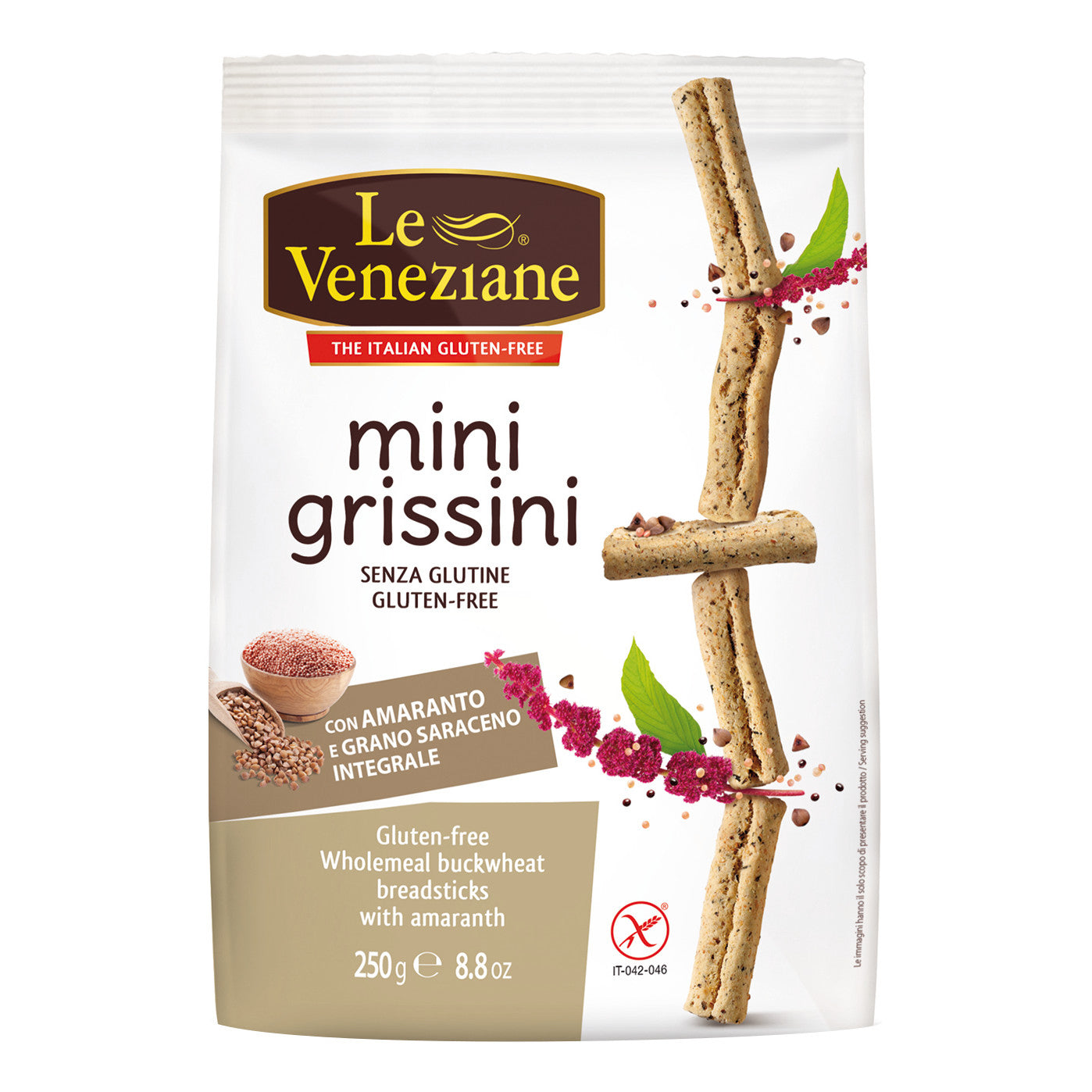 LE VENEZIANE MINIGRISSINI GRANO SARACENO INTEGRALE CON AMARANTO 250 G