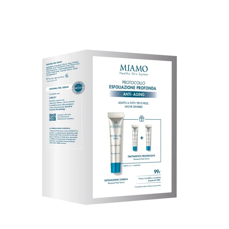 MIAMO COFANETTO 2025 ESFOLIANTE ANTI AGING 1 RENEWAL PEEL 8TUBI DA 5 ML + 2 RENEWAL PEEL 5 ML OMAGGIO