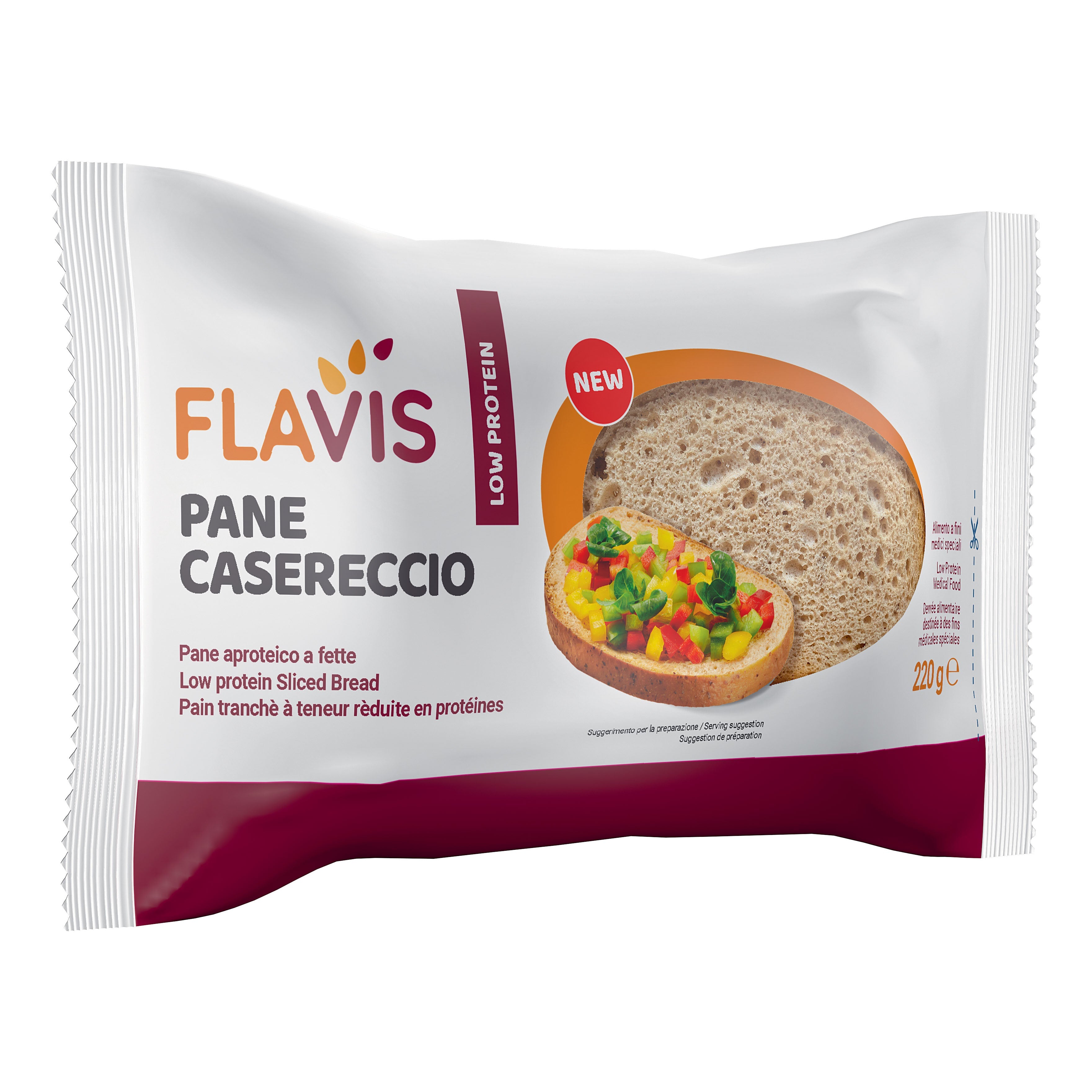 FLAVIS PANE CASERECCIO PANE APROTEICO A FETTE 220 G