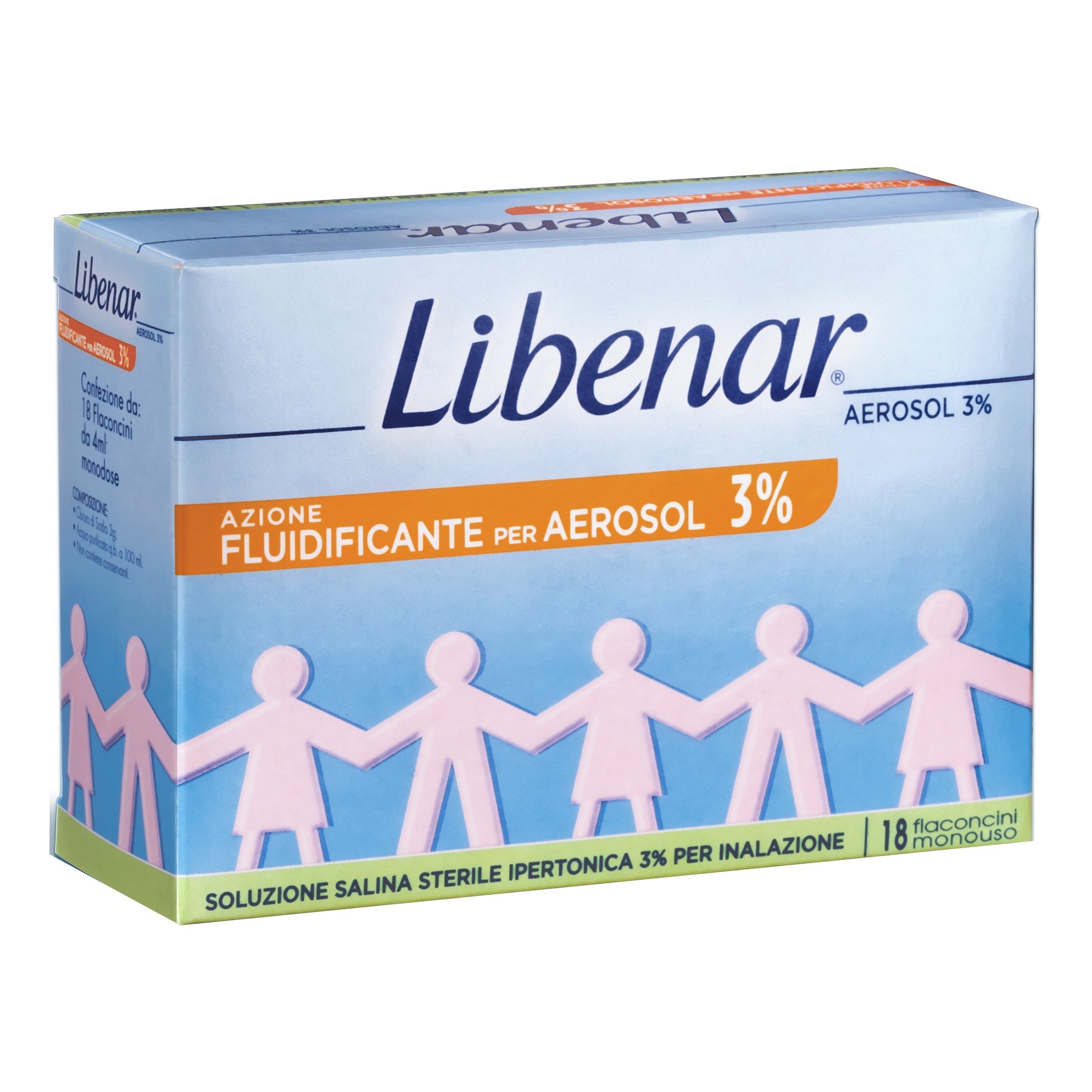 SOLUZIONE SALINA IPERTONICA 3% LIBENAR PER INALAZIONE CON AEROSOL 18 FLACONCINI MONOUSO X 4ML