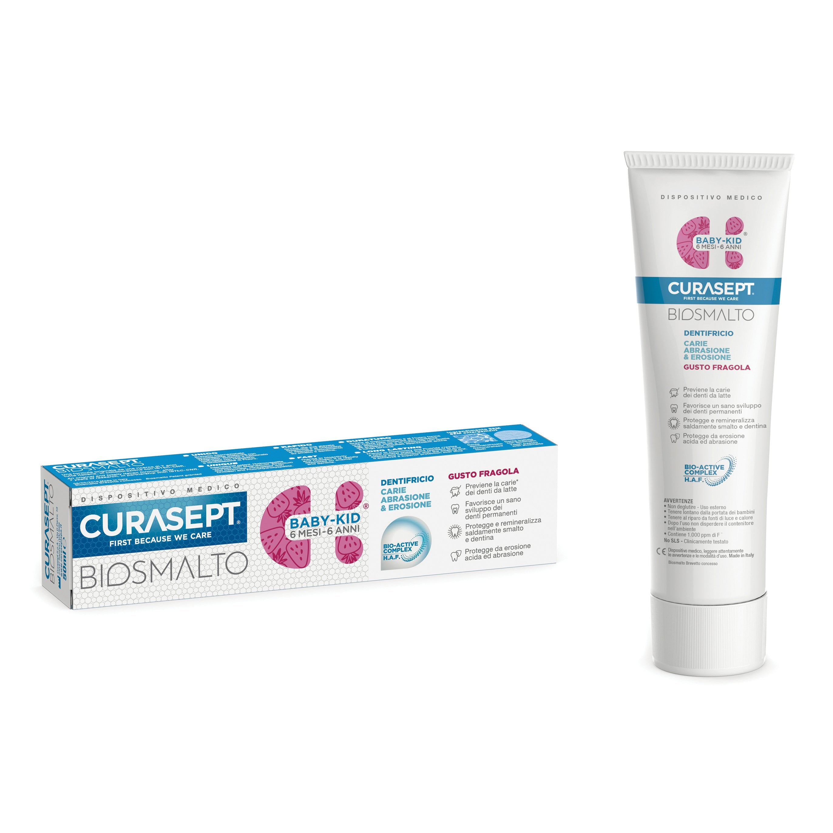 CURASEPT BIOSMALTO DENTIFRICIO BABY KID FRAGOLA CARIE ABRASIONE & EROSIONE 50 ML