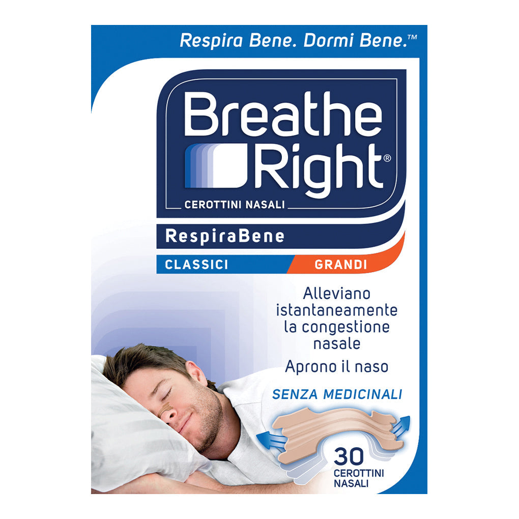 CEROTTI NASALI BREATHE RIGHT CLASSICI GRANDI 30 PEZZI
