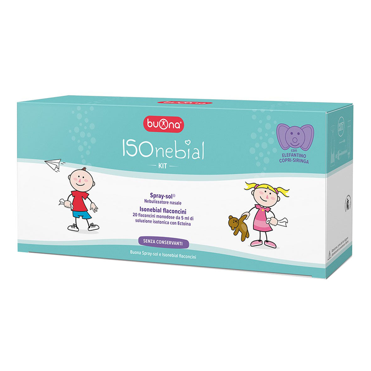 ISONEBIAL KIT PULIZIA CAVITA' NASALI 20 FLACONCINI MONODOSE5 ML + SIRINGA LUER LOCK SOFT-JECK + AGO CANNULA + NEBULIZZATORE SPRAY