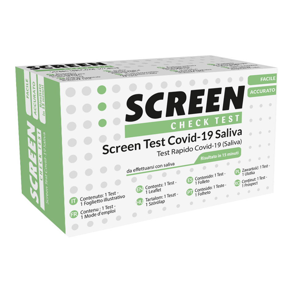 SCREEN TEST ANTIGENICO RAPIDO AUTODIAGNOSTICO COVID-19 SARS-COV-2 CAMPIONI SALIVARI SELFTEST COVID SALIVA SCREEN