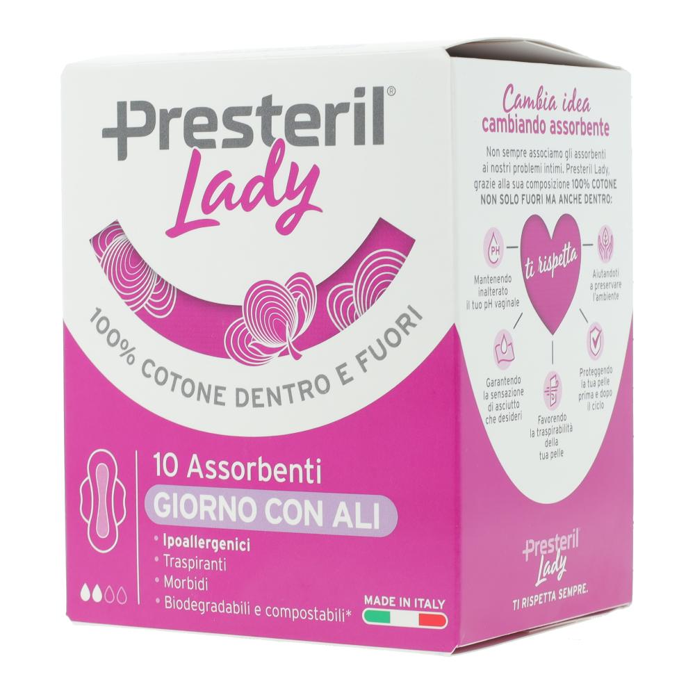 LADY PRESTERIL ASSORBENTI GIORNO CON ALI RIPIEGATI BIODEGRADABILI 10 PEZZI