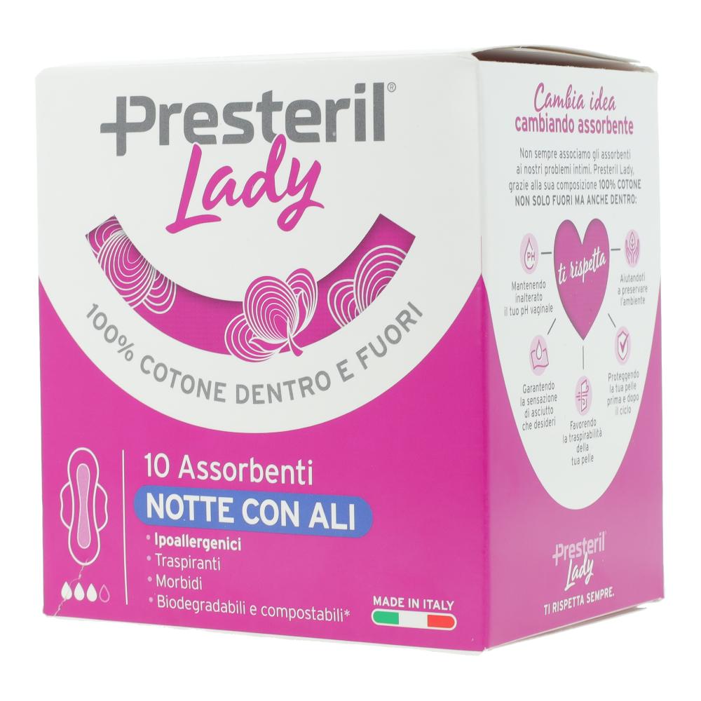 LADY PRESTERIL ASSORBENTI NOTTE CON ALI RIPIEGATI BIODEGRADABILI 10 PEZZI