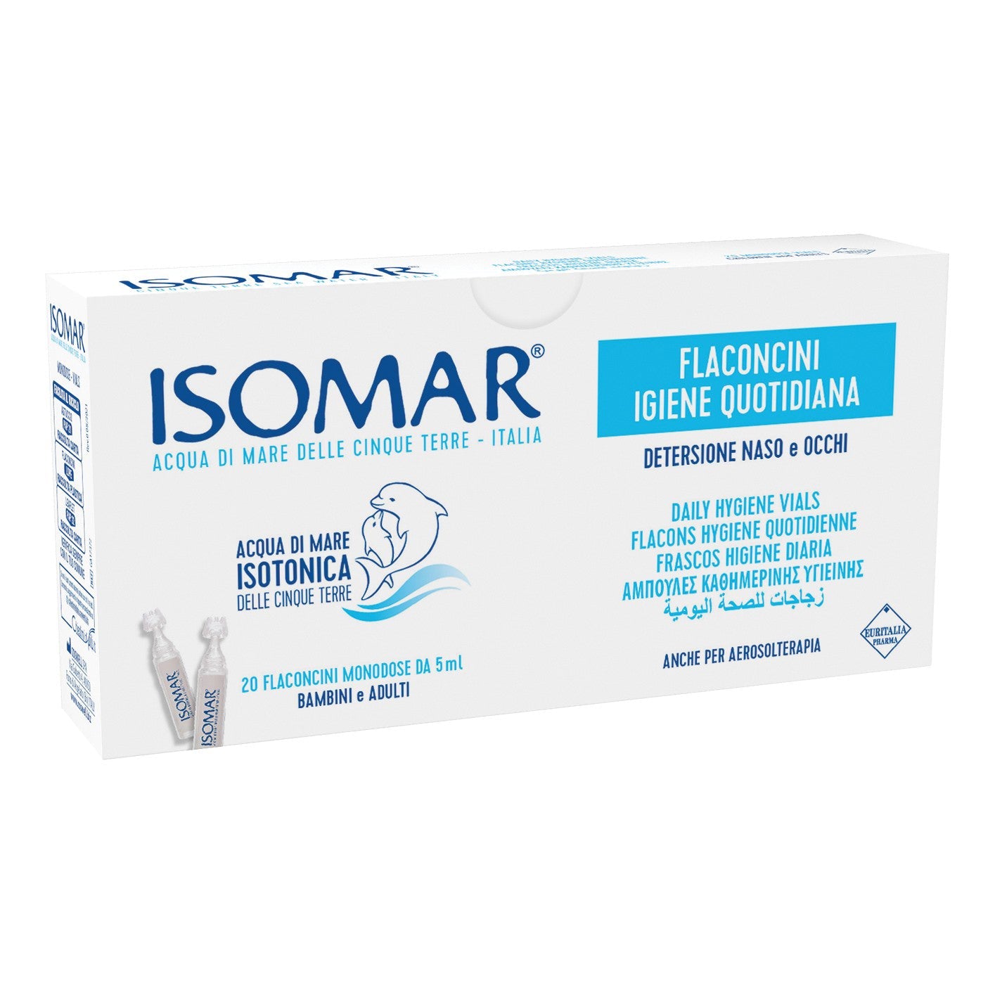 ISOMAR SOLUZIONE ISOTONICA ACQUA MARE IGIENE QUOTIDIANA 20 FLACONCINI MONODOSE 5 ML