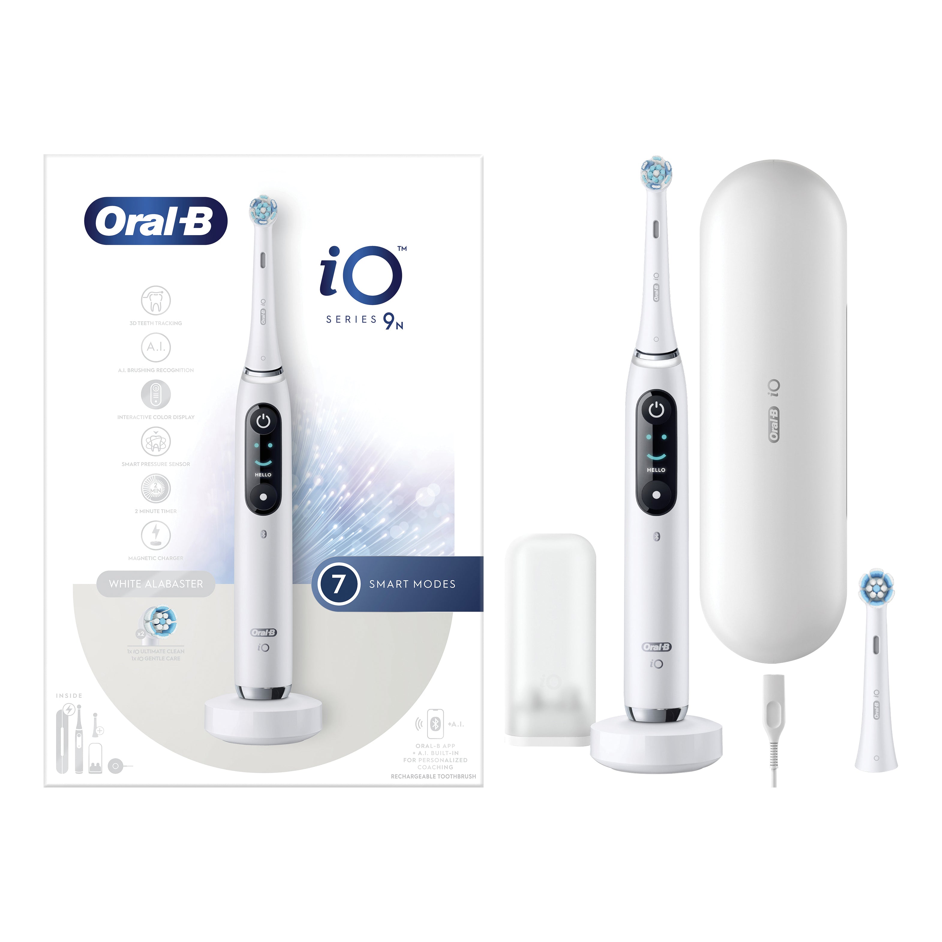 ORAL-B IO 9 WHITE SPAZZOLINO ELETTRICO + 2 REFILL TESTINE CON CUSTODIA DA VIAGGIO