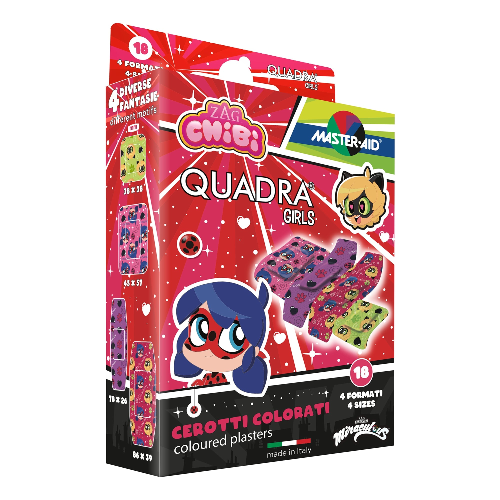 CEROTTO MASTER-AID QUADRA GIRLS LADY BUG ASSORTITI 18 PEZZI