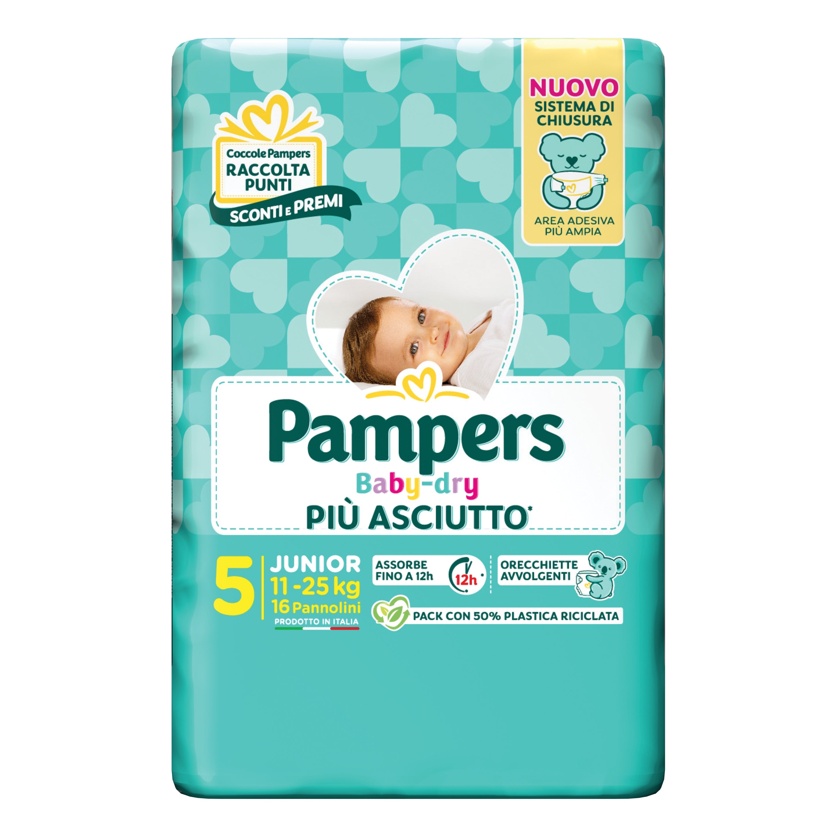 PAMPERS BABY DRY PANNOLINO DOWNCOUNT JUNIOR 16 PEZZI
