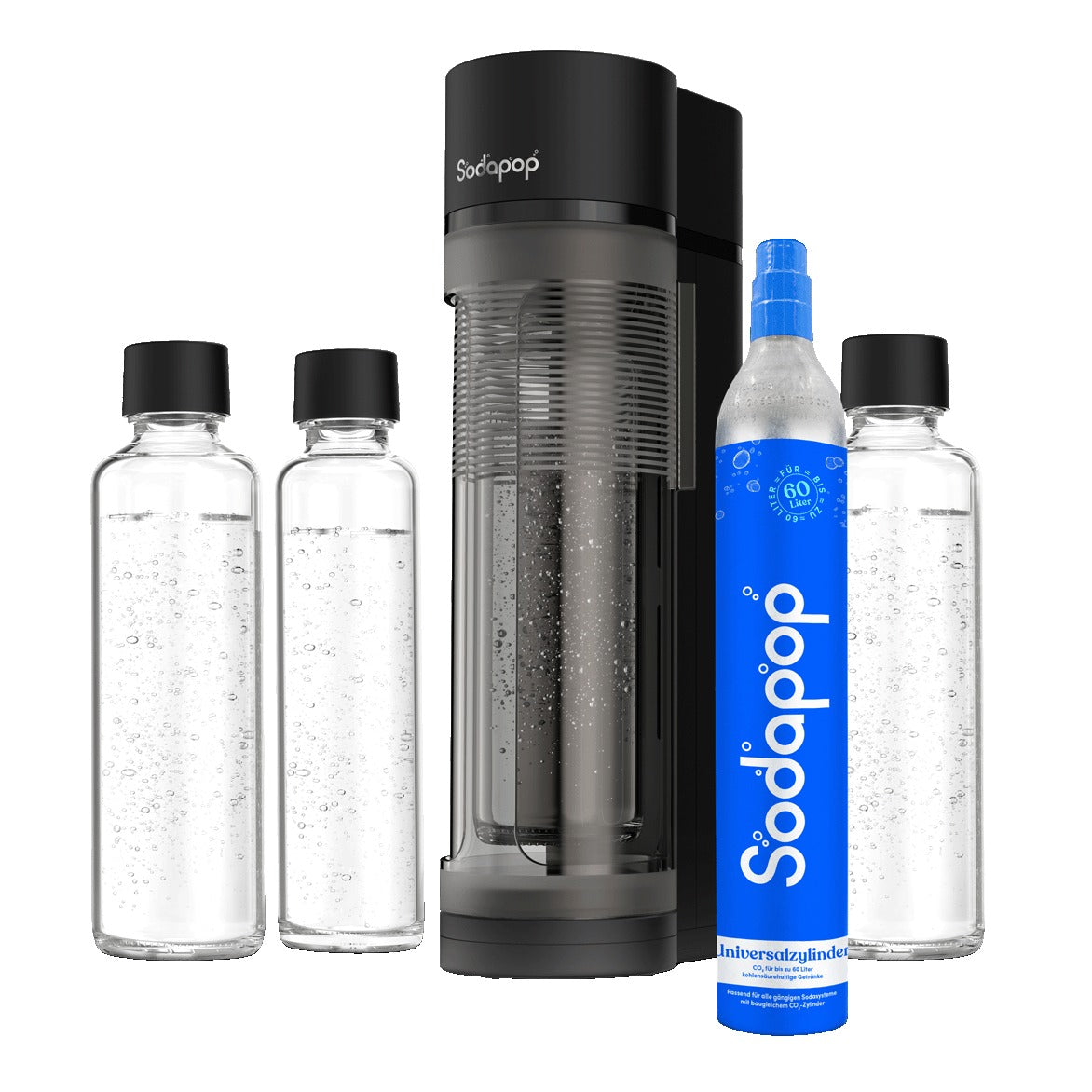 SODAPOP LOGAN GASATORE CON 3 BOTTIGLIE IN VETRO E CILINDRO CO2