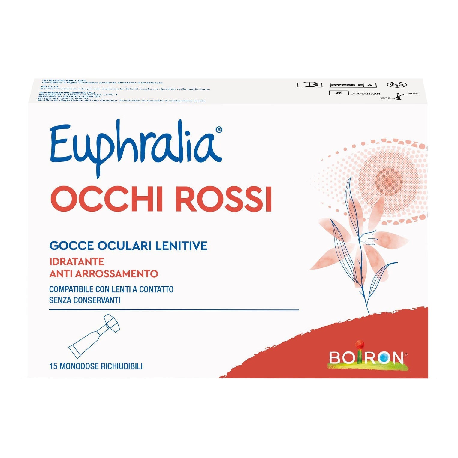 GOCCE OCULARI LENITIVE EUPHRALIA OCCHI ROSSI 15 FLACONCINI MONODOSE 0,5 ML